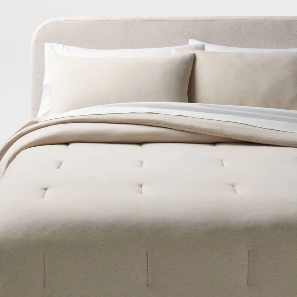 3pc King Jersey Comforter and Sham Set Oatmeal Heather - Threshold